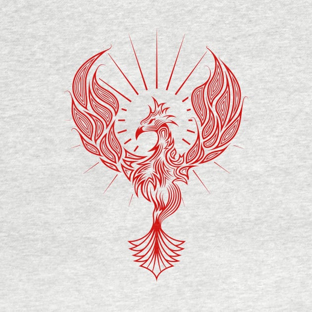 Tribal Phoenix Bird Rising in Red by Pangea5